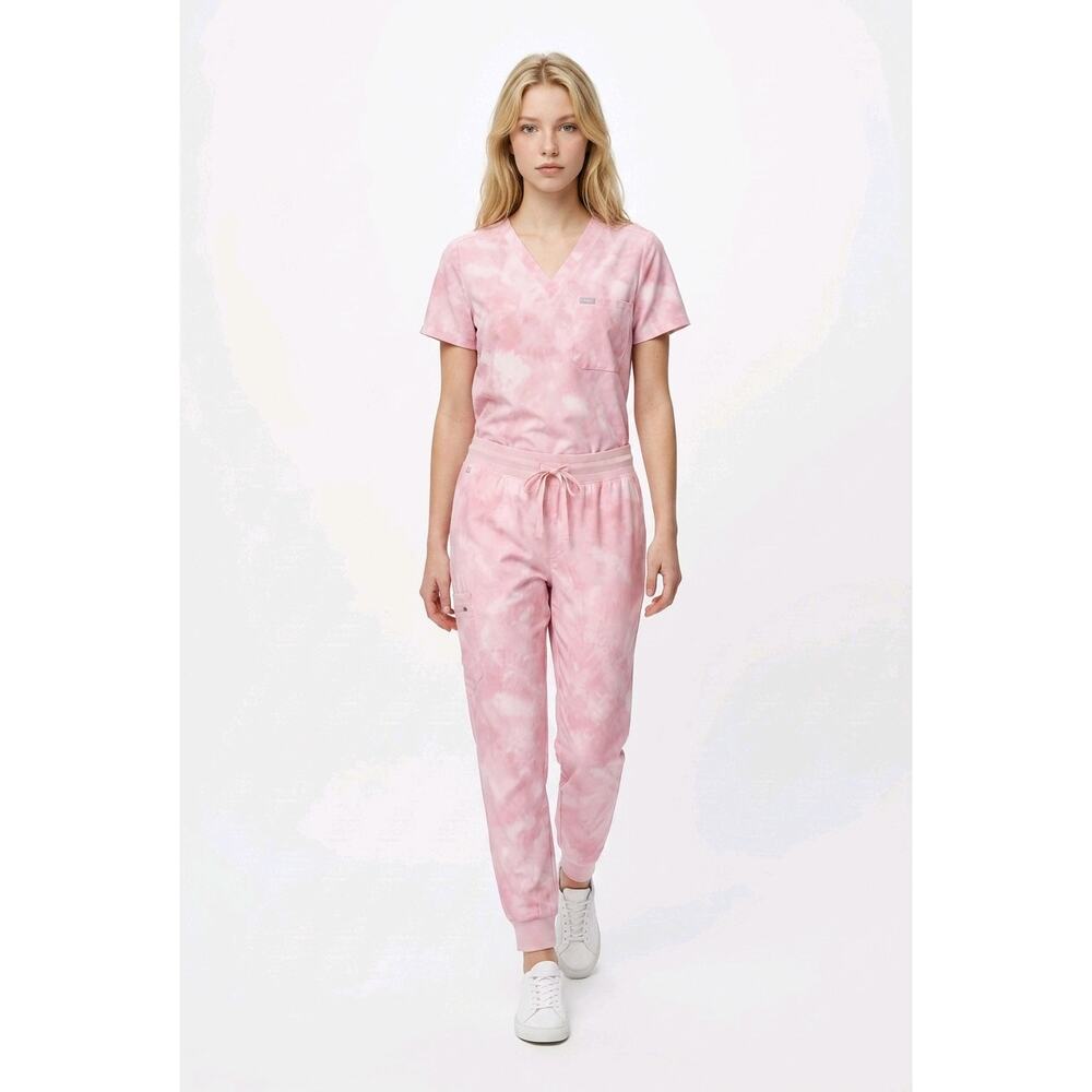 FIGS Zamora Jogger Scrub Pants 4XLP Quartz Pink Tie Dye Stretch NEW